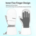 Waterproof Windproof Thermal Winter Gloves - Ski Gloves for Men & Women - Removable Wrist Support - Suitable for Snowboarding, Winter Sports, Cold Weather (Size L, Black)