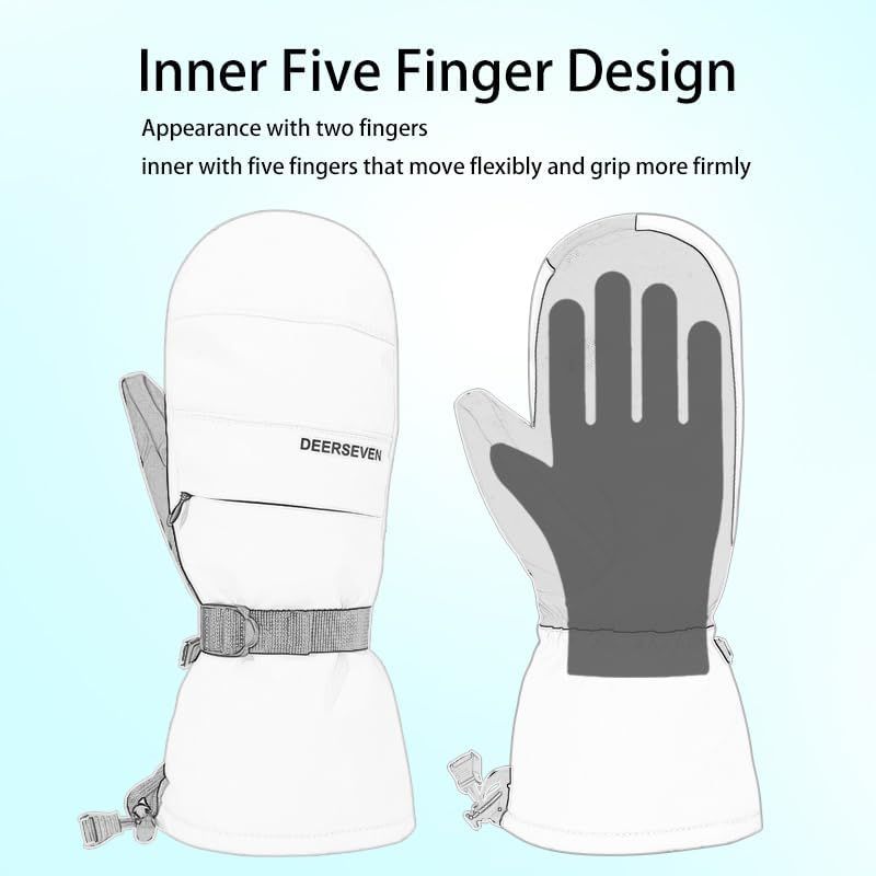 Waterproof Windproof Thermal Winter Gloves - Ski Gloves for Men & Women - Removable Wrist Support - Suitable for Snowboarding, Winter Sports, Cold Weather (Size L, Black)