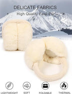 Ear Warmers - Unisex Winter Earmuffs - Foldable - Plush Faux Fur - Thermal Protection - For Women & Men - Outdoor Cold Weather