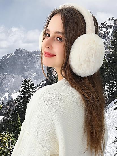 Ear Warmers - Unisex Winter Earmuffs - Foldable - Plush Faux Fur - Thermal Protection - For Women & Men - Outdoor Cold Weather