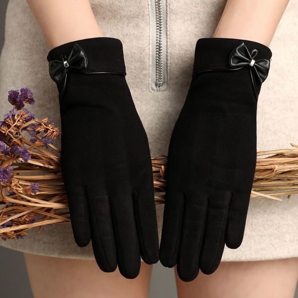 Extra Thick Lining Insulated Women's Gloves - Black (Universal Fit)
