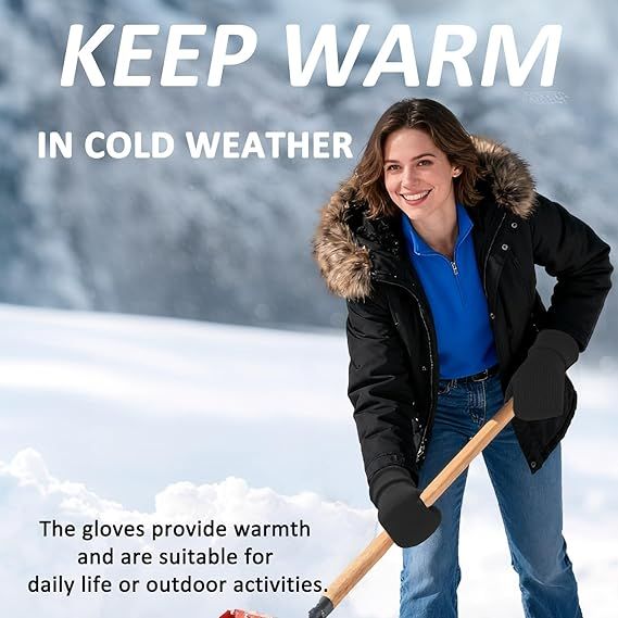 Warm Winter Gloves - Thick Knit - Soft and Comfortable - Suitable for Men and Women - Fleece Lined for Extra Warmth - The Ideal Gift for Cold Weather Black