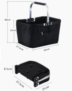 26L Foldable Waterproof Oxford Shopping Basket with Aluminum Handle