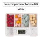 Travel Pill Organizer with Alarm and Digital Timer, Portable Medicine Tablet Dispenser Case, White