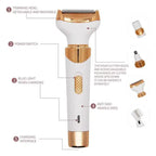 Women's 4-in-1 Electric Hair Removal Razor for Bikini, Underarm and Body Grooming, White