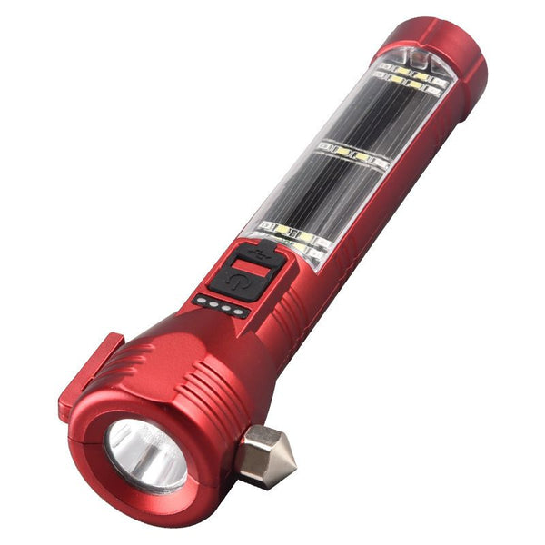 Rechargeable Safety Flashlight, Waterproof Emergency Torch with USB Charging, High-Lumen, Red