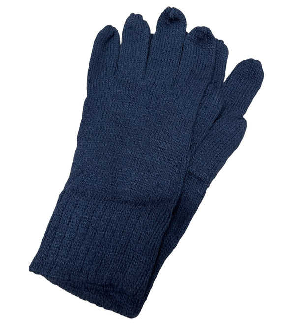 Navy Knitted Acrylic Winter Gloves for Skiing and Sports