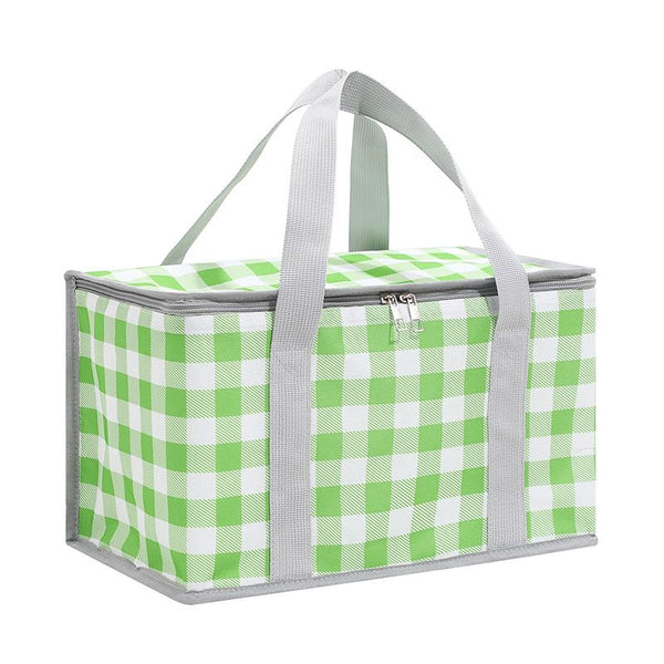Checkered Insulated Lunch Bags for Picnic Food Storage