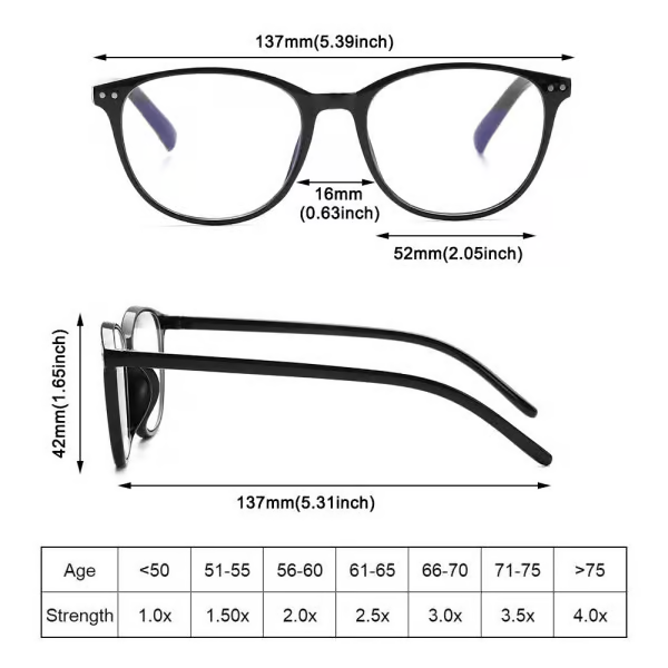 Progressive Multifocal Reading Glasses Blue Light Blocking Computer Glasses Black-Red Strength 2.5