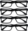 Black Reading Glasses 4-pack Value Designer Style Men Women(+2.00)