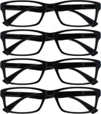 Black Reading Glasses 4-pack Value Designer Style Men Women(+3.00)