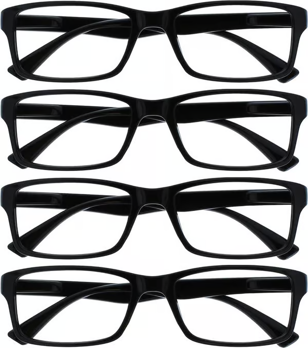 Black Reading Glasses 4-pack Value Designer Style Men Women(+3.00)
