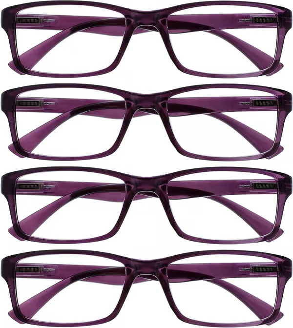 Purple Reading Glasses 4-pack Value Designer Style Men Women(+1.50)