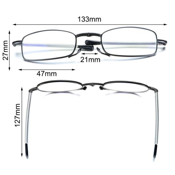 Foldable reading glasses,  compact  for men and women（Black 250）