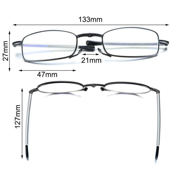 Foldable reading glasses,  compact  for men and women（Black 350）