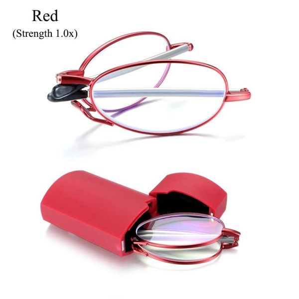 Foldable reading glasses,  compact  for men and women（Red 150）