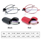 Foldable reading glasses,  compact  for men and women（Red 250）