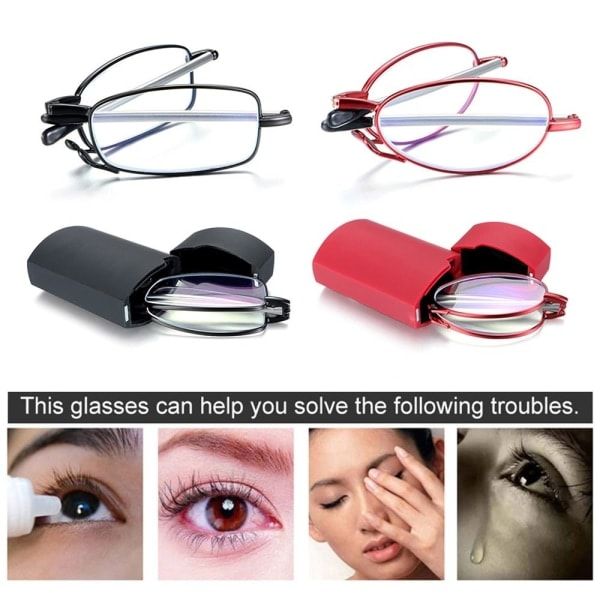 Foldable reading glasses,  compact  for men and women（Red 300）