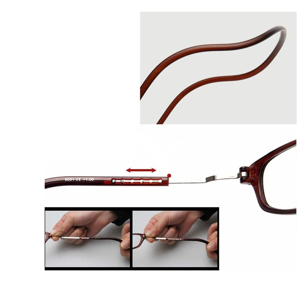 Smart Reading Glasses with Magnet Brown +2
