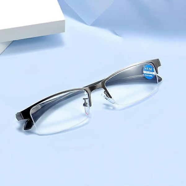 Photandromic Gunmetal Progressive Multifocal Non-prescription glasses (zero-power lenses) Anti-Blue