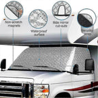 Camper Van Windshield Cover Compatible with C 1997-2022 4 Layer Thickened Camper Van Windshield Cover Snow Protection - WELLNGS
