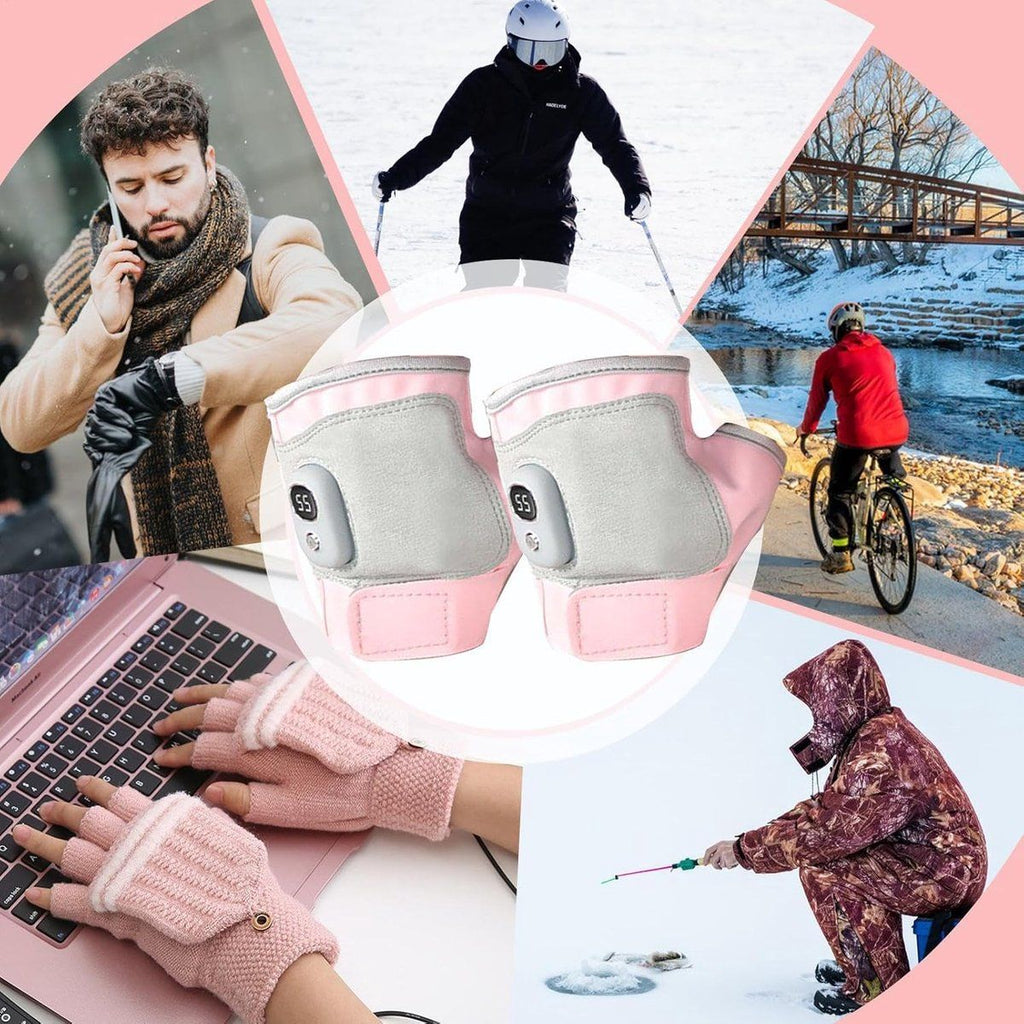 USB Heated Gloves Touchscreen Rechargeable Pink, 15 x 9 cm