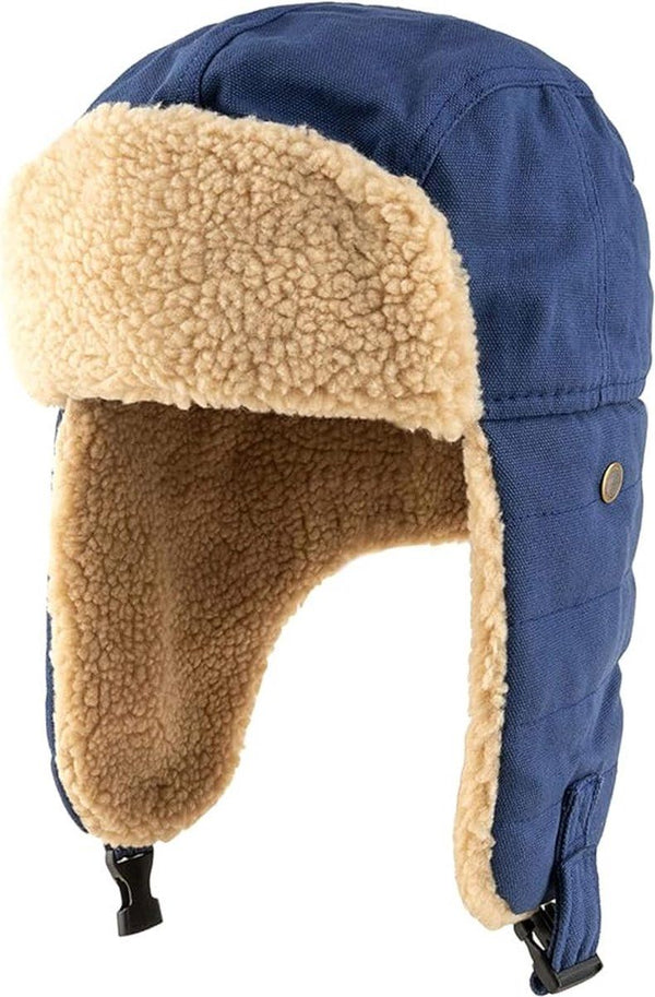 Winter Aviator Hat Thickened Cotton with Earmuffs Navy Blue, One Size