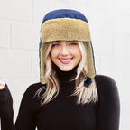 Winter Aviator Hat Thickened Cotton with Earmuffs Navy Blue, One Size