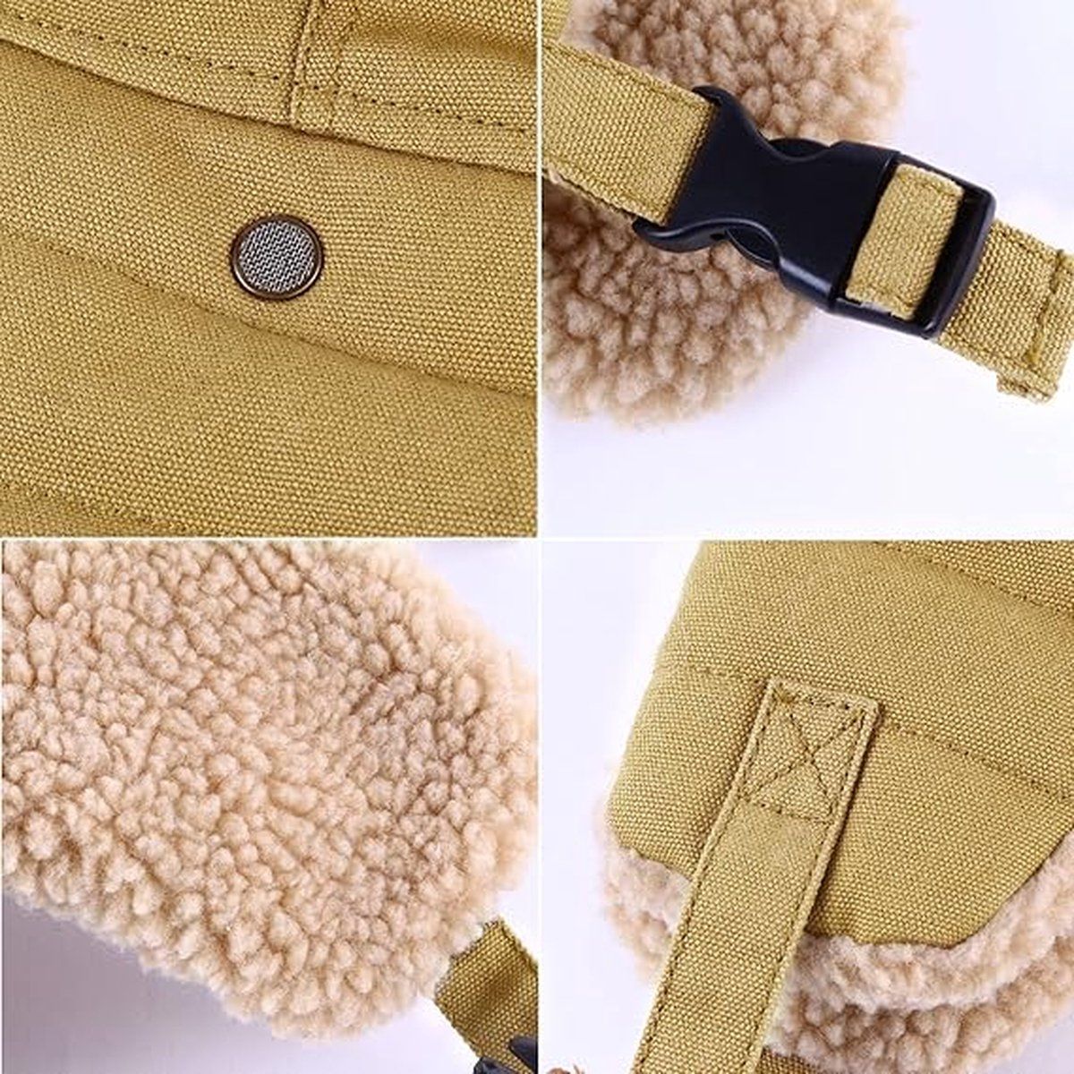 Winter Aviator Hat Thickened Cotton with Earmuffs Khaki, One Size