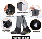Leg Warmers Waterproof Tear Resistant Adjustable Boot Covers for Hiking, Size L, 42.5 cm