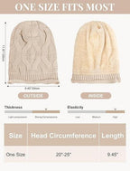 2 Piece Knitted Beanie Hat Set Ultra Warm Unisex Black White