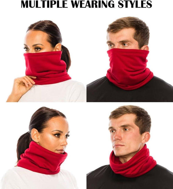 Red Fleece Neck Warmer with Drawstring for Running and Cycling