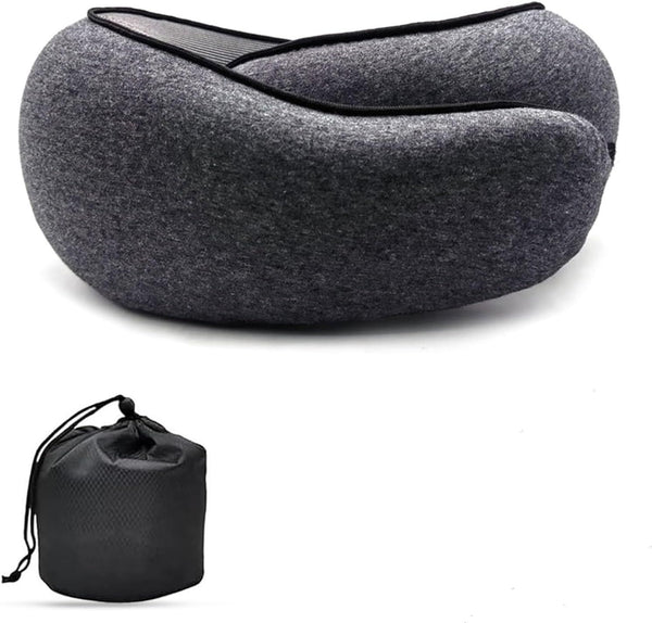 Travel Neck Pillow U-Shaped Memory Cotton Pale Gray and Dark Gray