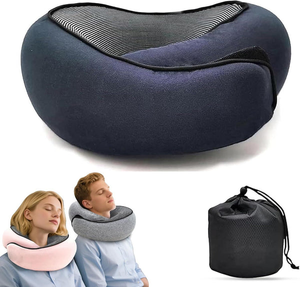 Travel Neck Pillow U-Shaped Memory Cotton Blue