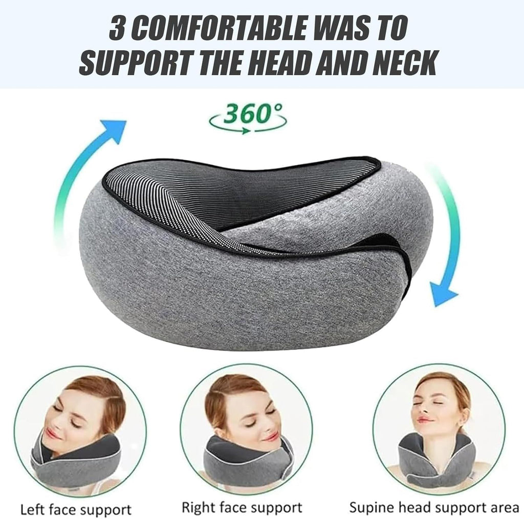 Travel Neck Pillow U-Shaped Memory Cotton for Airplane Sleep and Neck Support Blue