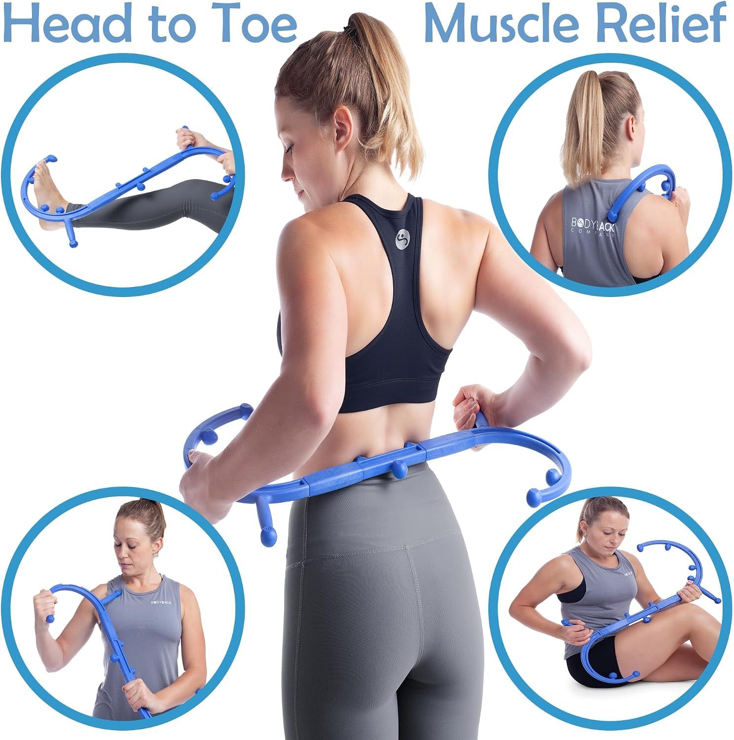 Handheld Full Body Massage Stick with Dual Hooks for Back Shoulders and Neck