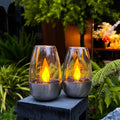 Solar Table Lamp with Flameless Flicker LED Dusk Sensor and IP65 Waterproof for Garden and Camping
