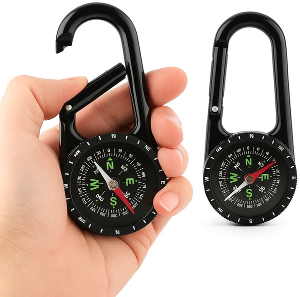 Multifunctional 1-in-1 Compass & Carabiner | Multitool | Belt Clip | Portable | Extra Strong | Survival | Black