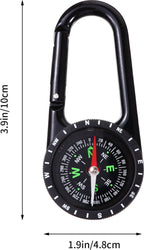 Multifunctional 1-in-1 Compass & Carabiner | Multitool | Belt Clip | Portable | Extra Strong | Survival | Black