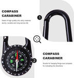 Multifunctional 1-in-1 Compass & Carabiner | Multitool | Belt Clip | Portable | Extra Strong | Survival | Black