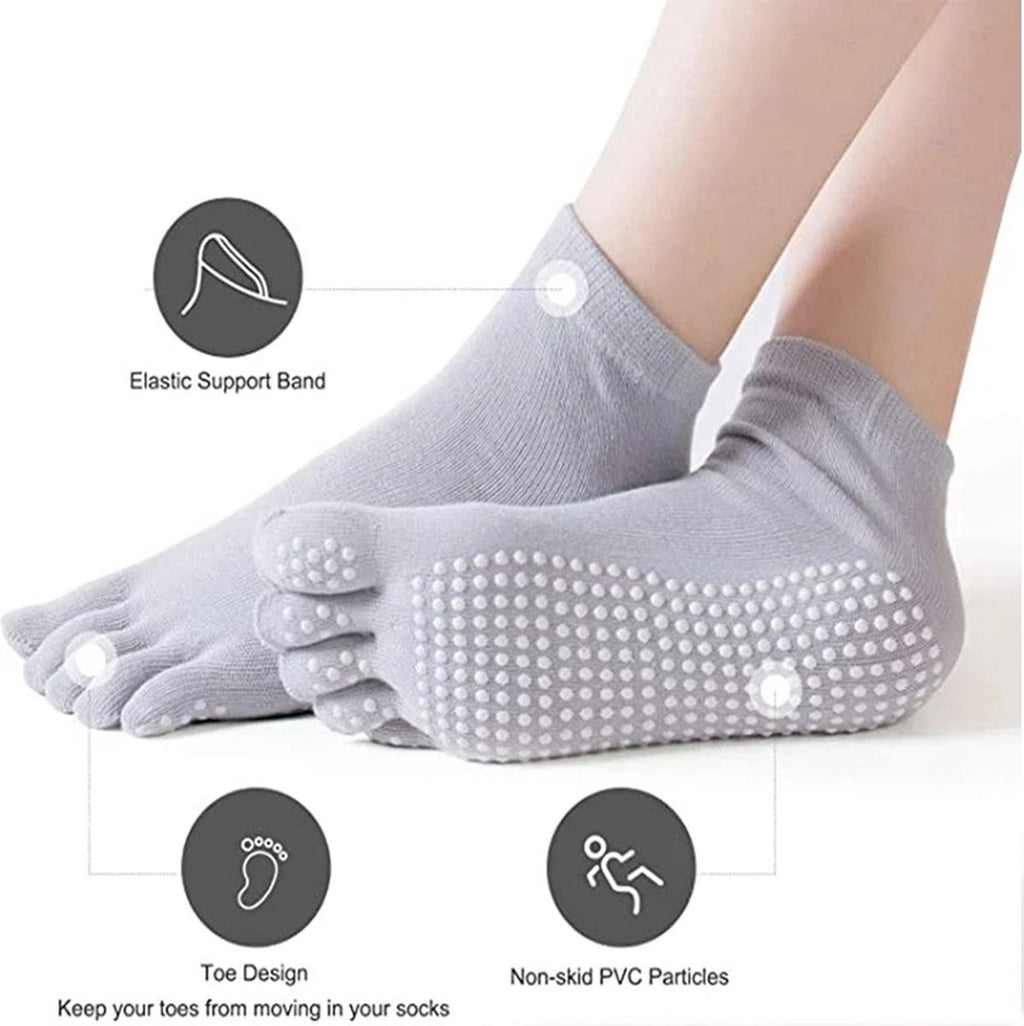 Full Toe Yoga Socks | Full Toe Yoga Sock | With Anti-Slip Bottom | Anti-Slip Socks | Pilates Socks | Size 36-40 | Purple with Colors