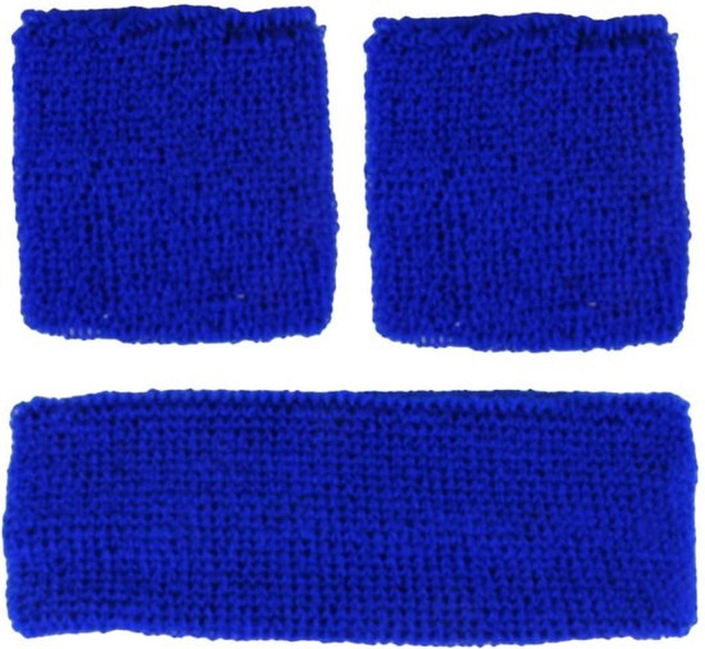 Set of Headband and 2x Wristbands | Sweatband | Sweatbands 6x8 CM | Head and Wrist | Sports Bands | Dark Blue