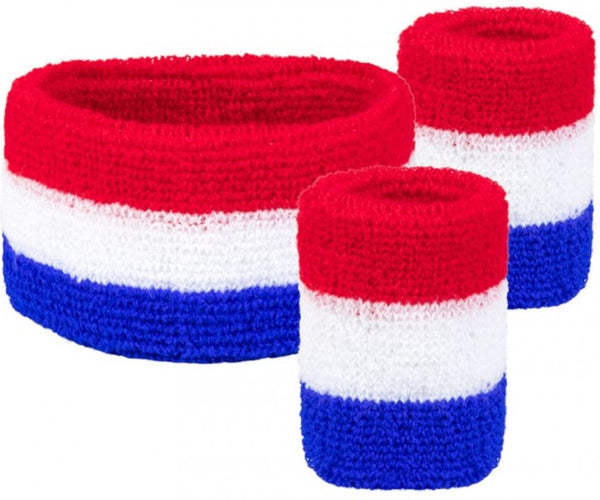 3Pcs Comfortable Sport Sweatband - Red, Blue, White