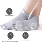 Full Toe Yoga Socks | Full Toe Yoga Sock | With Anti-Slip Bottom | Anti-Slip Socks | Pilates Socks | Size 36-40 | Grey