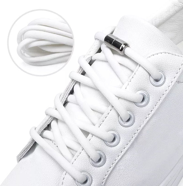 105cm Round Elastic Sports Shoelaces - White