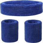 3-Piece Set of Headband & 2x Wristband Set | Sweatband | Sweatbands | Head and Wrist | Sports Bands | Dark Blue
