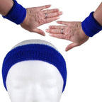 3-Piece Set of Headband & 2x Wristband Set | Sweatband | Sweatbands | Head and Wrist | Sports Bands | Dark Blue
