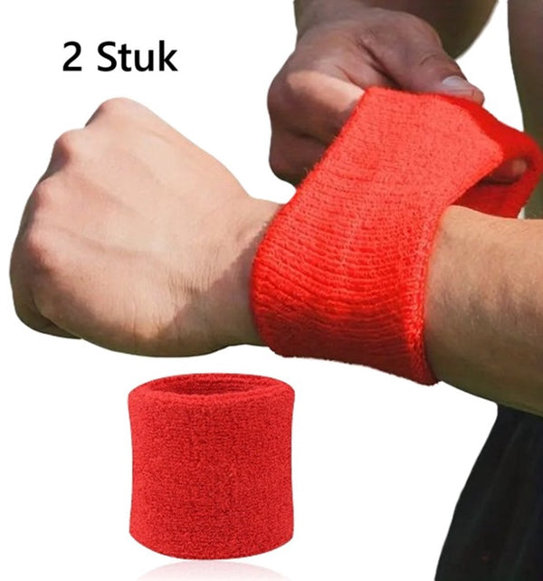Wristband Set | Sweatband | Sweatbands | Wrist | Sports Bands | 2 Pieces | 8 x 8 CM | Red