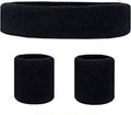 Set of Headband and 2x Wristbands Set | Sweatband | Sweatbands | Head and Wrist | Sports Bands | Black