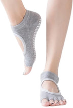 Yoga Socks Full Open Toe | Full Toe Yoga Sock | With Anti-Slip Bottom | Anti-Slip Socks | Pilates Socks | Size 36-40 | Grey
